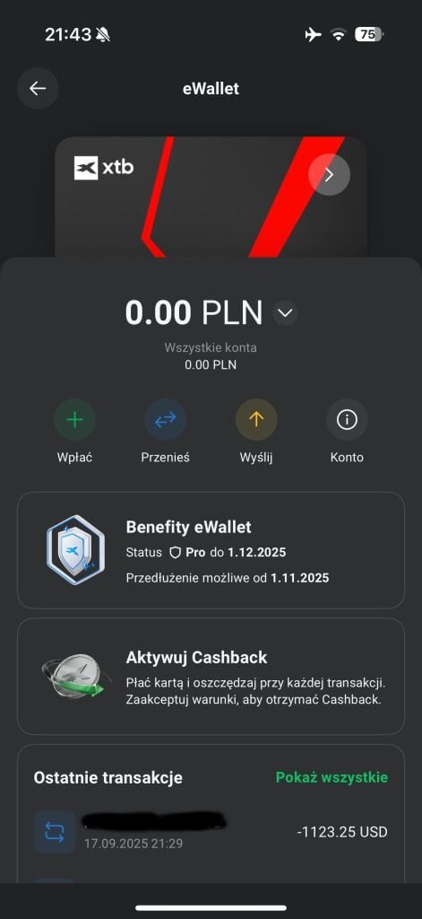 Karta wielowalutowa w XTB to rewolucja? Opinia i poradnik jak założyć swój eWallet 1 Cashback XTB