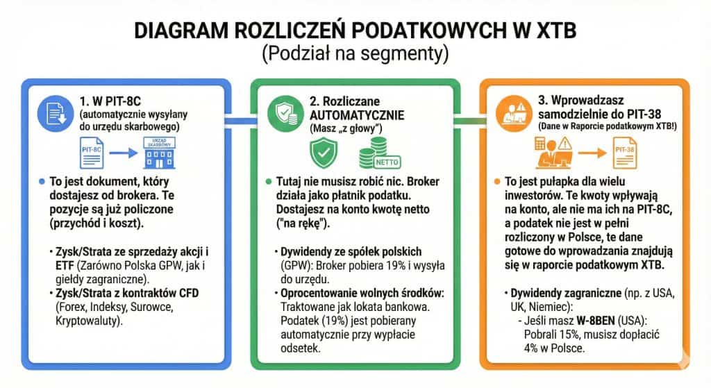Rozliczenie podatków w XTB - diagram opracowanie własne