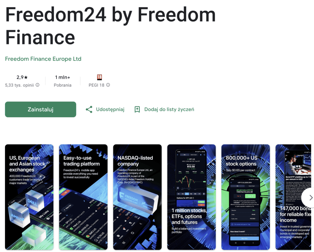 Freedom24 - opinie i recenzja brokera czy warto go wybrać? 3 Freedom24 opinie użytkowników google play